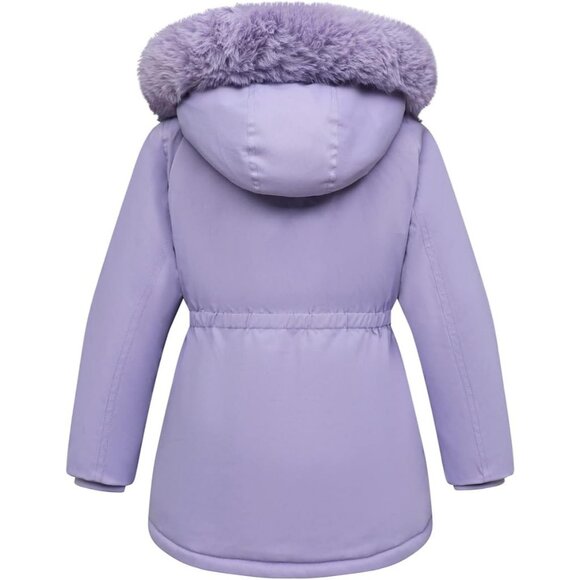 Girl's Lavender03 Waterproof Long Coat Warm Winter Parka Puffer Jacket with Hood - Picture 3 of 6